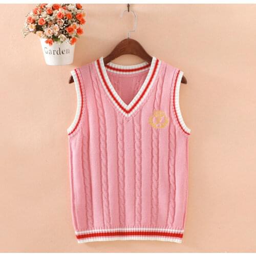 Sleeveless Pullover Sweater Womens Knitted Vest V-neck Waistcoat Woman Autumn and Winter British Style with Waistcoat Wool Tops