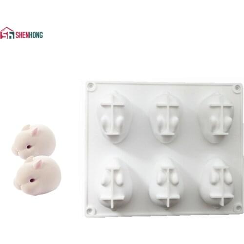 SHENHONG Small Silicone Rabbit Mousse Mold For Baking Cake Dessert Fondant Mould Fruit Chocolates Moule Pastry Pan Bakeware