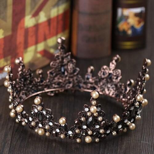 Mingli Tengda Baroque Whole Circle Crown Pearl Headwear Vintage Bride Metal Crown Wedding Bridal Hair Accessories Tiaras