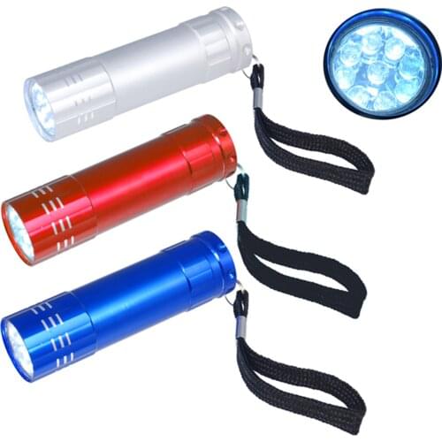 LED Torch,Potable Super Bright 9 Bulb Flashlight with Strap,Promotion Gift Cheap Giveaway