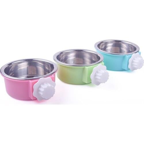Pet supplies pet bowls, hanging dog candy, stainless steel fixed cat bowl