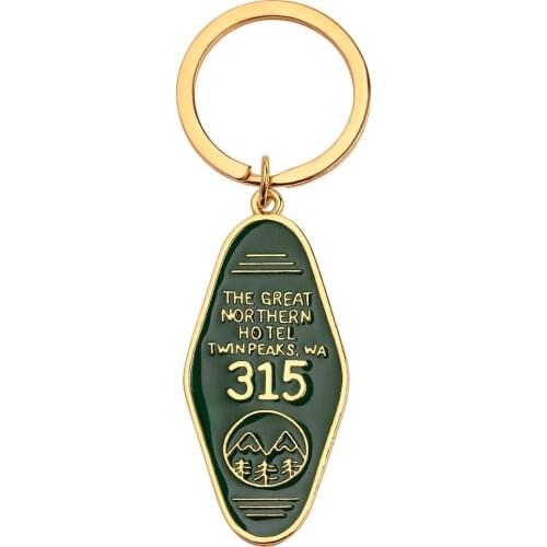 Twin Peaks Keychain Movie Jewelry THE GREAT NORTHERN HOTEL 315 Keychain Prismatic Acrylic Key Chain Keyring Gift For TV Show Fan