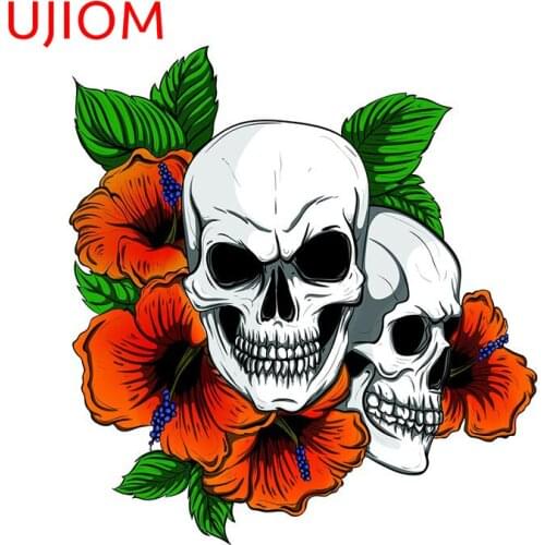 UJIOM Skull and Red Roses Living Room Decoration Bedroom Accessories Moisture Proof Wall Stickers Wallpaper Mural Art