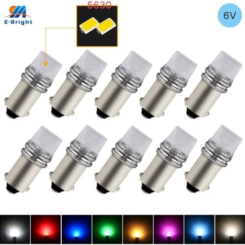 YM E-Bright BA9S T4W T11 5630 6V 6.3V AC/DC Nonpolarity LED Light Pinball Machine 57 1895 64111 Warm White Blue Red Yellow 10PCS