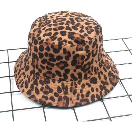 Suede Leopard Flat Top Women Korean Version FishermanS Hat Outdoor Spring Autumn Collapsible Basin Cap Women Hat