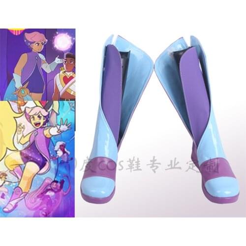 She-Ra and the Princesses of Power Glimmer Cosplay Shoes Blue & Purple Faux Leather Boots