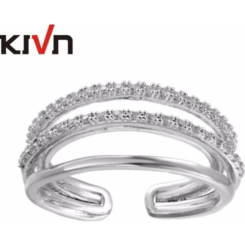 KIVN Fashion jewelry Adjustable Open CZ Cubic Zirconia Womens Girls Bridal Wedding Rings Christmas Promotion Birthday Gifts