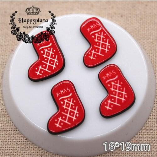 10pcs Kawaii Christmas Socks Resin Planar Flat back Art Decoration Charm Craft DIY Jelwelry Accessories,16*19mm