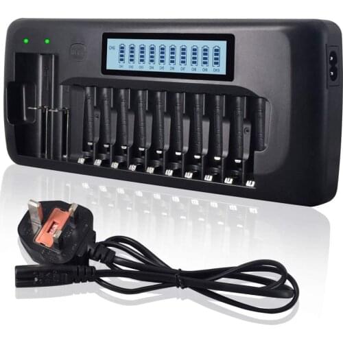 12 slots PALO intelligent LCD battery Charger for 18650 26650 21700 18350 AA AAA 3.7V//1.2V lithium NICD NiMH battery &discharge