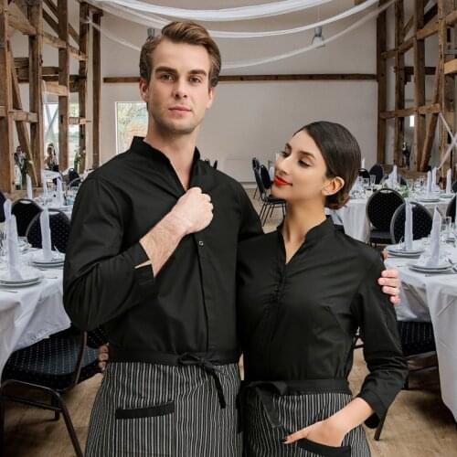 2019 Summer/Autumn Restaurant Waiter Shirt Hotel Waitress Long Sleeve Work Uniform Large Size Hotpot Working Clothing Wholesales