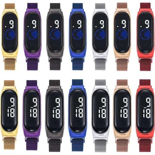 2020 Milan Mesh Strap Ladies Watch Rose Gold Magnetic Stainless Steel Digital Watch Luxury Led Luminous Wrist Watches For Women