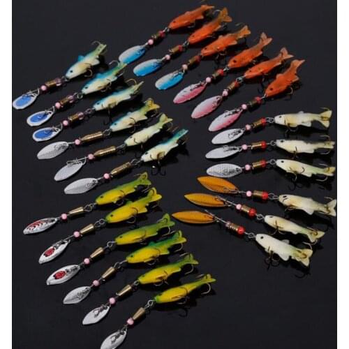 24Pcs/set Spinner Spoon Lure 3g Soft VIB bait Swimbait Wobbler Fishing Tackle