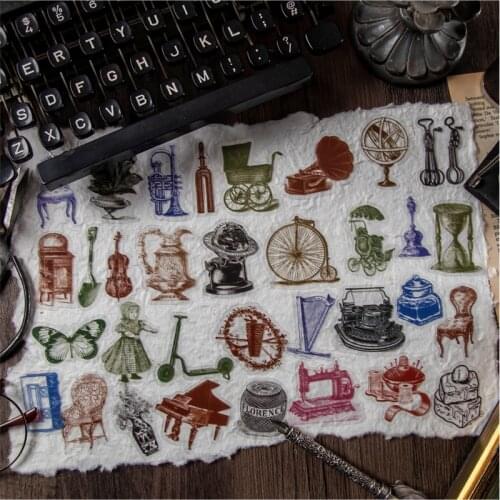 30Pcs/Bag Vintage Time Travel Coffee PET Sticker Package DIY Diary Journal Decoration Sticker Album Scrapbooking