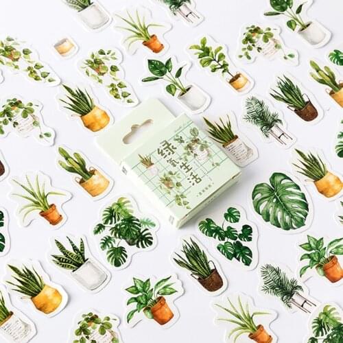 45 pcs/box Green Potted Plant Decorative Washi Stickers Scrapbooking Stick Label Diary Stationery Album diy Stickers