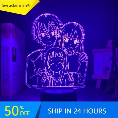 Anime LED Light Sword Art Online Night Lamps Night Light SAO Kirigaya Kazuto Table Lamp Yuuki Asuna Gift for Bedroom Decor