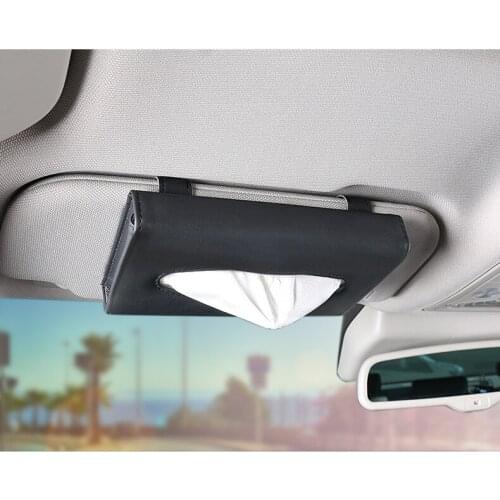 Car Tissue Box Leather Sun Visor Tissue Paper Holders Napkin Sunshade Storage Boxes Rack For Car Interior Accessories