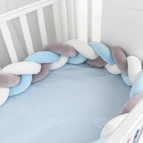Baby Crib Bumper 3 Meters 3 Strands Knotted Braided Bumper Handmade Knot Pillow Pad Cushion Nursery Cradle Decor Crib Protector