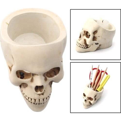 Skull Flower Pot,Resin Human Skull Planter,Container for Candy,Makeup Brush Holder for Home,Bar,Night Club,Halloween Party Decor