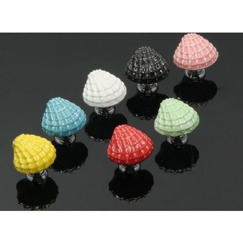 FAST SHIPPING 31MM Colored Shell Shaped Ceramic Knobs porcelain KNOB for Kids/ Children Cabinets Cupboard Knobs