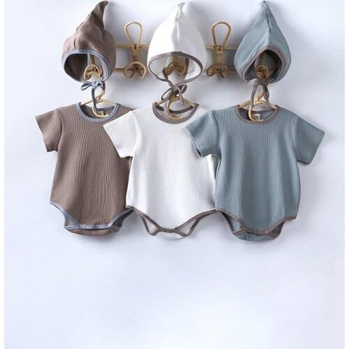 Baby Romper Short Sleeve Jumpsuit Hats Cotton Summer Clothes For Newborns Bodysuits Baby Girl/Boy Clothing For Kids 0-18 Month
