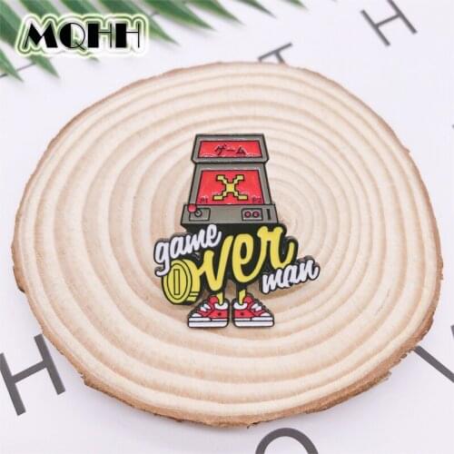 Cartoon Retro Memories Game Machine Rocker Shoes Enamel Brooch GAME OVER Alloy Badge Denim Clothes Bags Pins Jewelry Gifts