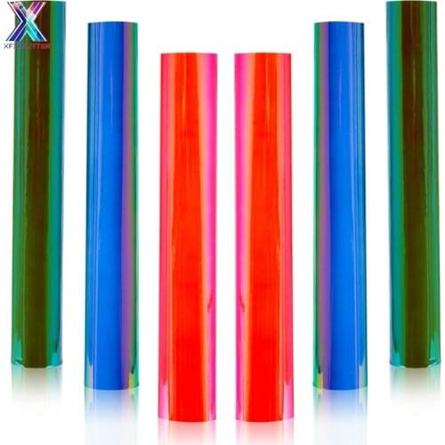 XFX HTV Cricut 5pcs Holographic Cup Stickers 12*12IN Decorative Film Sticky Vinyl Rainbow Film Adhesive Vinyl Transfer Stickers