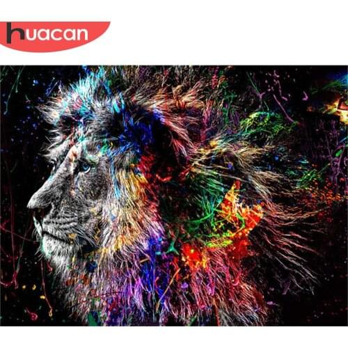 HUACAN 5d Diamond Painting Full Drill Square Animal Rhinestones Diamond Embroidery Sale Lion Mosaic Handmade Gift
