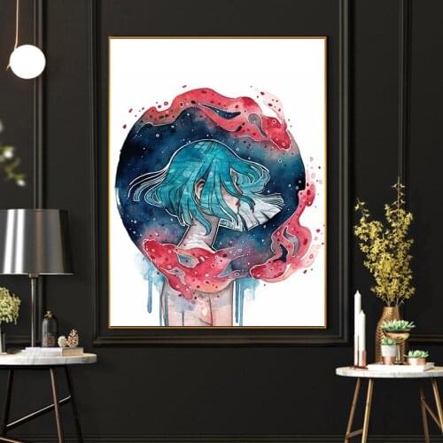 Watercolor Characters Canvas Painting Fairy Tale Girl Wall Posters And Prints Nordic Fairy Art Pictures For Living Room Decor