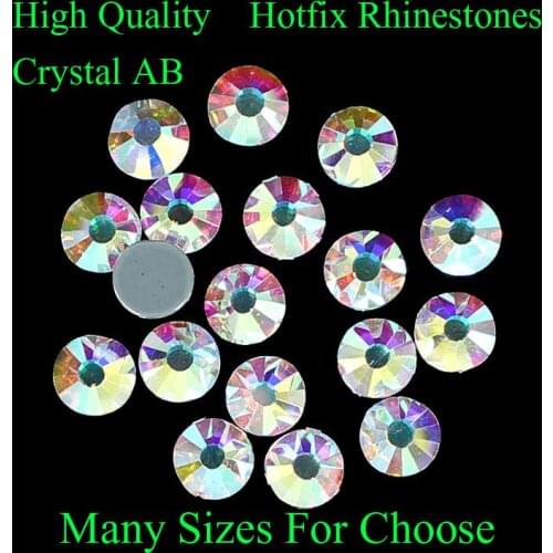 Crystal AB Hotfix Rhinestones SS4-SS40 With Glue Backing Iron On Strass Diamonds DIY Crafts Clothes Shoes Dresses Supplies