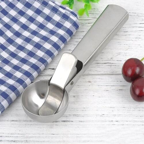 Stainless Steel Ice Cream Scoop Spoon Dough Meat Balls Easy Trigger Stacks Yogurt Buffet Cookie Rice Dishes Vegetable Purees