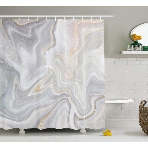 Marble Shower Curtain by, Nature Stone Color Splash Paintbrush Technique Stylish Vintage Design Bathroom Decor