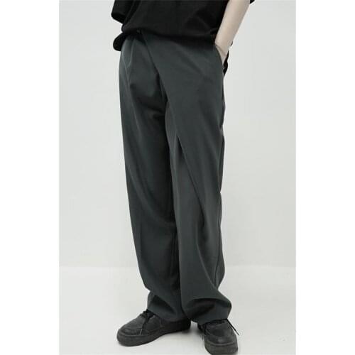 Big size couples dress dark Yamamoto style slant placket advanced sense suit pants mens summer casual pants mens thin style