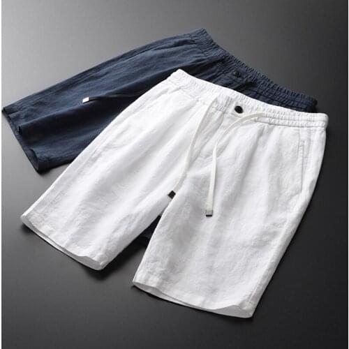 New Summer 100% Linen Men Casual Shorts Hight Quality Thin Comfortable Ventilate White Navy Men Shorts Plus Size M-4XL