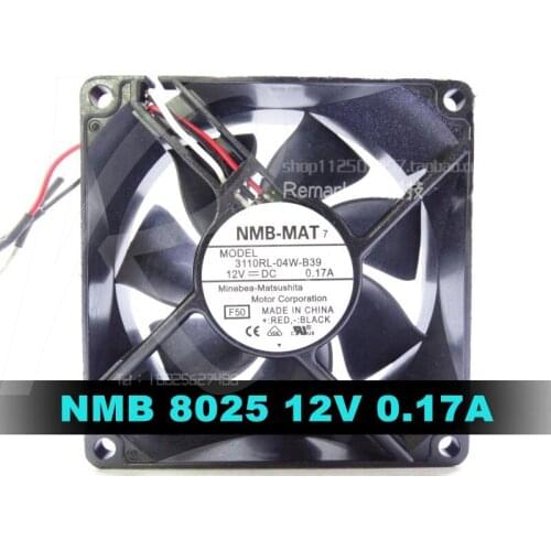 NMB-MAT 3110RL-04W-B59 F50 DC 12V 0.17A 3-Wire 80x80x25mm Server Cooling Fan