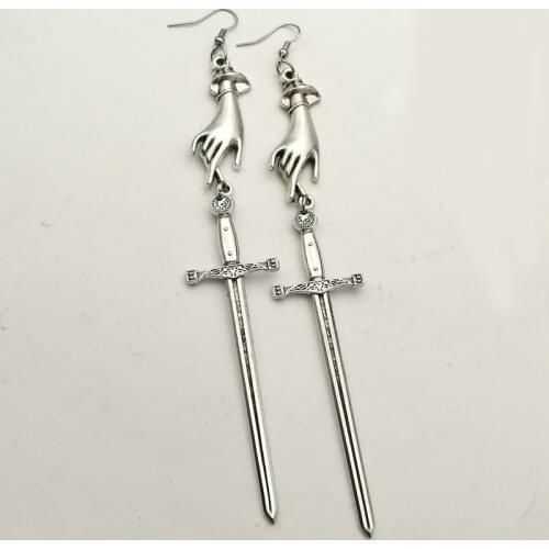 New Tarot Earrings Big Sword, Hand Statement Gothic Medieval Witch Mysterious New Classic Fashion Gift for Women