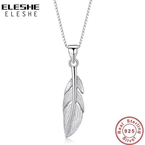 Authentic 925 Sterling Silver Feather Wing Pendant Necklace High Quality Silver Chain Necklace Fashion Jewelry