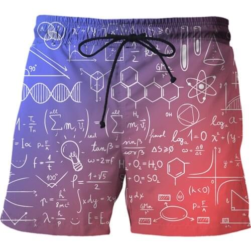 Shorts fun seaside beach pants personalized mathematical formula 3D printing men quick dry swimsuit comfortable fitness pants
