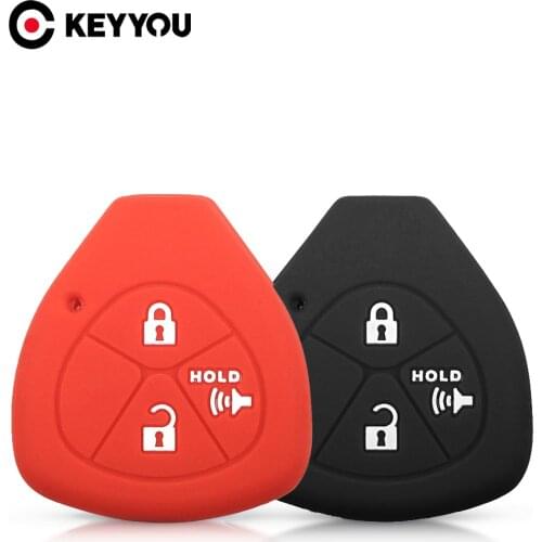 KEYYOU Key Rings Silicone Car Key Skin Case For Toyota YARIS AURIS Sienna 2005 2006 2007 2008 2009 2010 3 Buttons Silicone Case