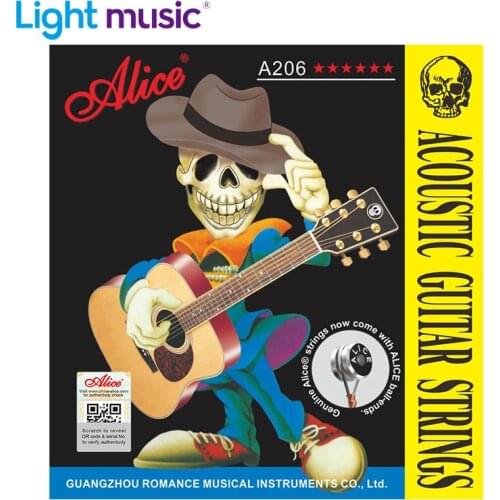 1 Set Alice A206 Stainless Steel Coated Phosphor Bronze Anti-Rust 1st-6th Acoustic Guitar Strings 011-052