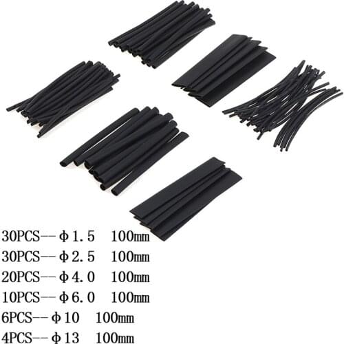 Hot New 2:1 Heat Shrink Tubing Polyolefin Tube Sleeving Set 100mm 100Pcs/set