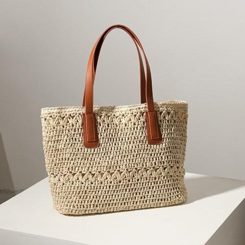 Woven bag straw bag temperament one-shoulder portable large-capacity rattan bag holiday beach bag