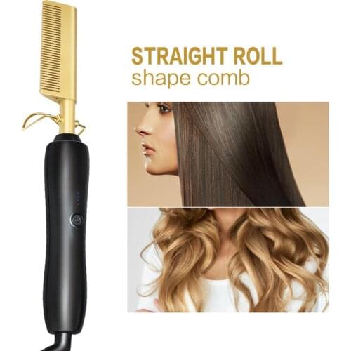 Hair Straightener Comb Electric Curler Hair Use Curling Flat Iron Wet Dry Titanium Alloy Hot Heating Hair Straight brush