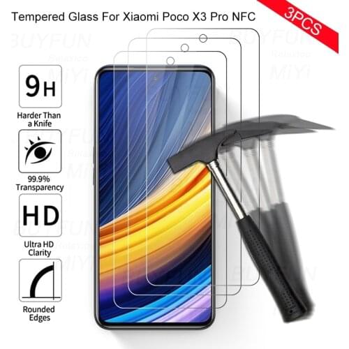 3PCS Tempered Glass for Xiaomi Pocco Poko Poco X3 NFC M3 F2 Pro F1 F3 GT 5G Little X F M 3 Armor Safety Screen Protectors Film