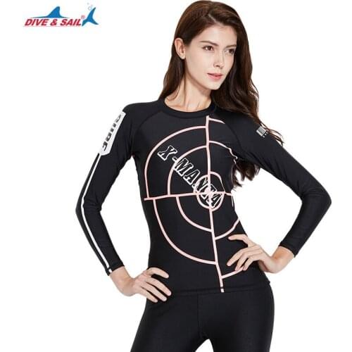 DIVE&SAIL Lycra Korean version diving suit Woman Outdoors Fission Long Sleeve Surf Sunscreen Winter Swimming anti jellyfish tops