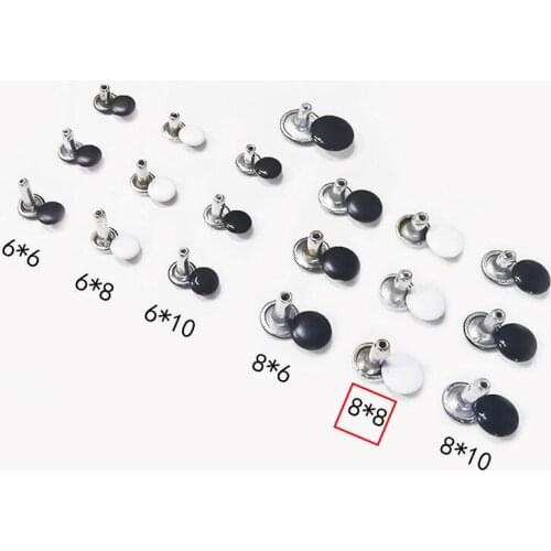 100 Set / Lot Foot Length 8mm Black White Double Studs Nails For Handbag Shoes Belt Leather Crafts Decoration Accessories