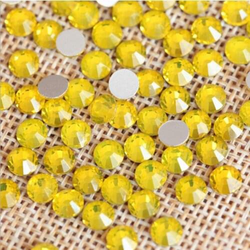 1440pcs Shiny SS3 SS4 SS5 SS6 SS8 SS10 SS12 SS16 SS20 Yellow Color DIY 3D Nail Art Decorations Flatback Rhinestones Accessories