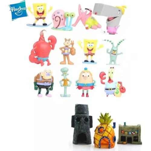 15pcs/set Anime Bob Sponges Figures Patrick Star Action Figure Cute Pvc Model Dolls Fish Tank Decor Collection Toys Spongebobed