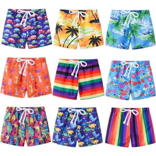 2020 New Kids Summer Swim Shorts Baby Boys Girls Swimwear Toddler Kids Fashion Print Swimwear Swimsuit Beach Short Pants 2-7T