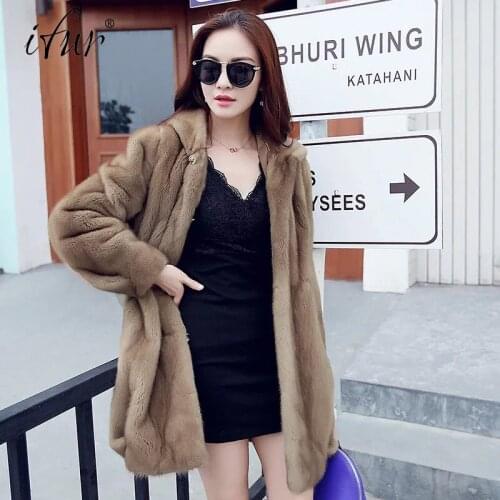 2017 Brand luxury women natural mink fur jacket long style with sashes elegant lady high quality Imported winter fur coat