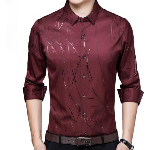 2021 Fashion Casual Slim Fit Long Sleeve Brand Men Shirt Social Streetwear Clothes Striped Shirts Mens Dress High Quality